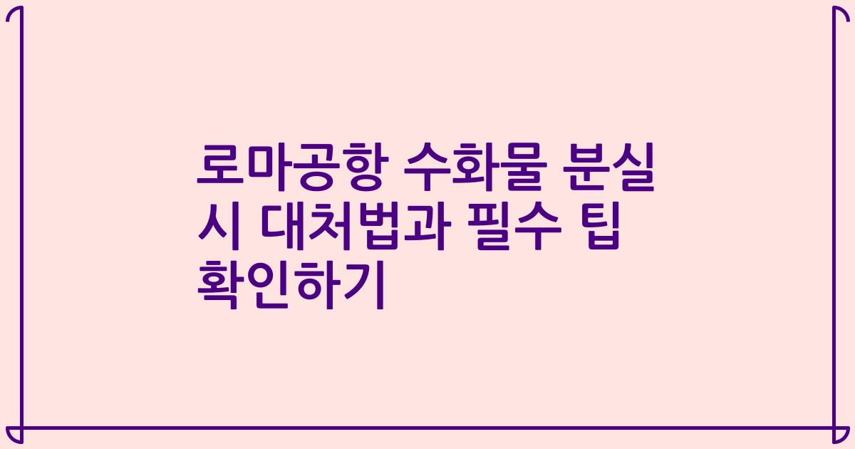 로마공항 수화물 분실 시 대처법과 필수 팁 확인하기